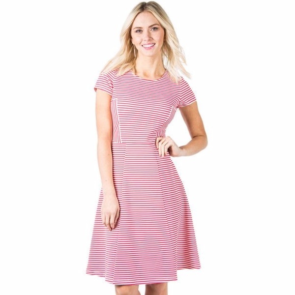 Downeast Red And White Striped Dress 